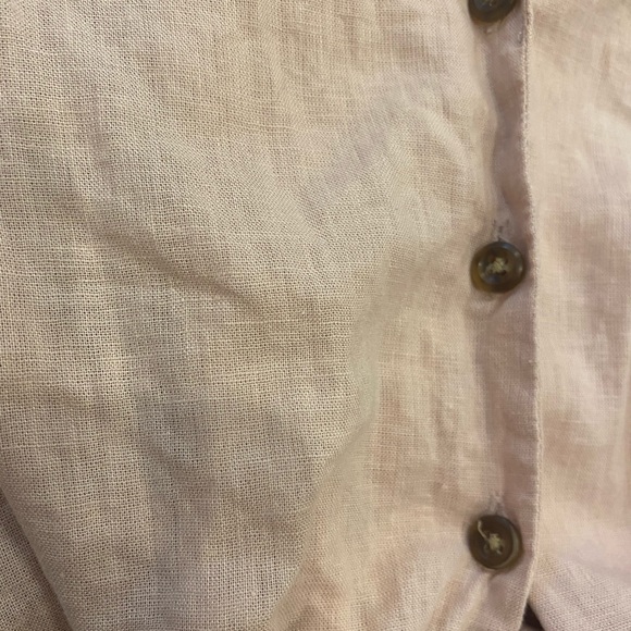 LE LIS LINEN BUTTON UP POCKET TIED BLOUSE - Picture 3 of 4